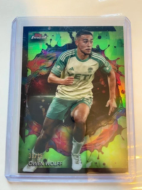 2024 Topps Finest Mls - Rare Owen Wolff #244 Neon Green Refractor /75,  READ AD! - Image 1 of 4