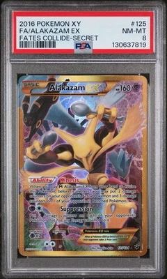 2016 Pokemon XY Fates Collide Secret Alakazam EX #125/124 RARE PSA 8 - Image 1 of 2