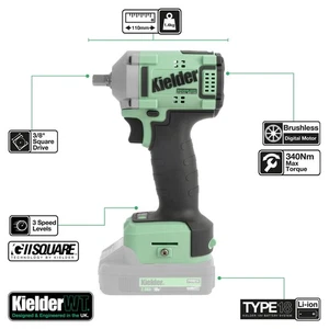 Kielder KWT-075-06 Ultrakompakt 340 Nm Schlagschrauber reines Gerät 3/8" 18 V Li Ion - Bild 1 von 3