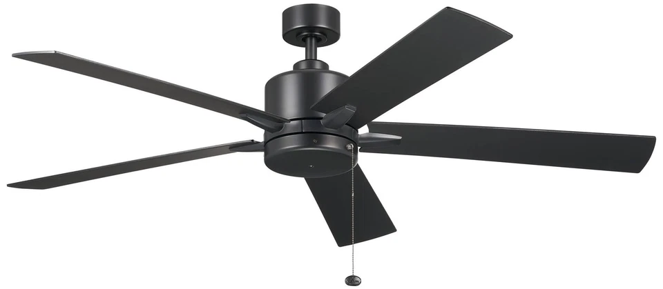 60" Kichler Lucian II Satin Black Pull-Chain Indoor Ceiling Fan - Image 1 of 1