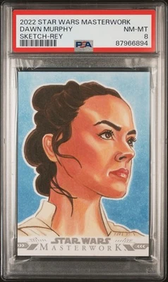 2022 TOPPS STAR WARS MASTERWORK REY SKETCH 1/1 DAWN MURPHY PSA 8 - Image 1 of 2