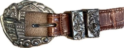 Cinto de Couro Brighton Vintage Feminino Excelente Estado Coleção Museu Arca de Noé Tamanho LG - Imagem 1 de 3