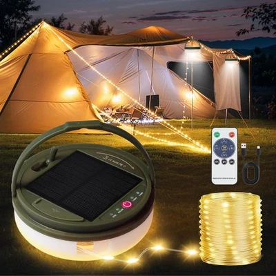 Guirnalda de luces solares para camping, portátil, impermeable, de 12 m, con 8 m - Image 1 of 4