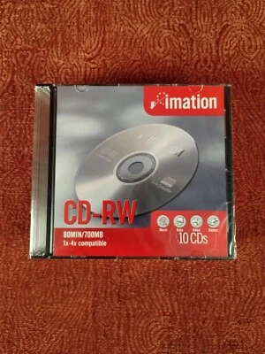 Imation 700MB 80 Min CD-RW Discs 10 Pack 1x-4x Compatible New Factory Sealed - Image 1 of 4