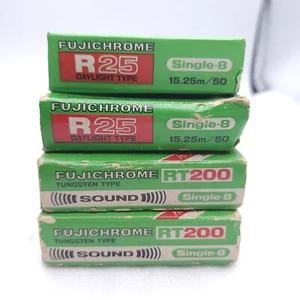 ［SEALED] FUJI FUJICHROME R25 x2 & RT200 x2 Color Movie Film for Single-8 JAPAN - Picture 1 of 12