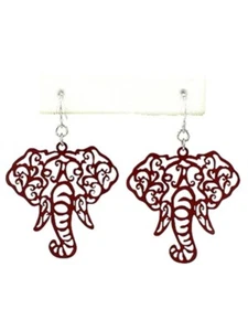 New Alabama Crimson Tide Crimson Elephant Fish Hook Earrings, Gift for Her - Picture 1 of 1
