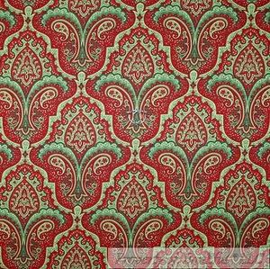 BonEful FABRIC FQ Cotton Quilt Green Red White Paisley Flower Damask Stripe Sale - Picture 1 of 12