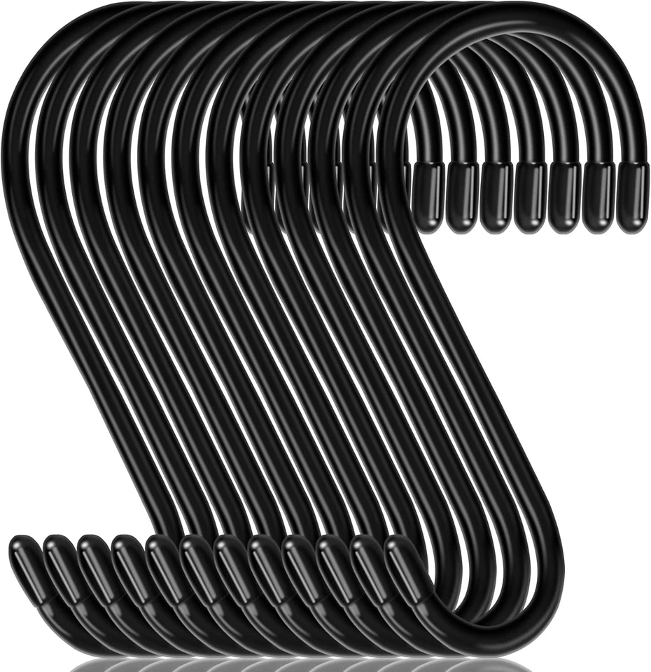 12 Pack 6 Inch S Hooks,Large S Hooks Vinyl Coated Heavy Duty S Hooks for Hanging - Image 1 of 4