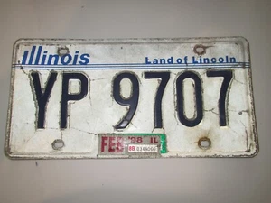 Targa Targa Illinois Febbraio 1998 YP 9707 Blu Bianco USA Autentica Lincoln - Foto 1 di 2