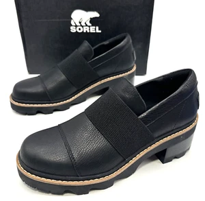 Sorel Joan Now Loafers Womens Size 9.5 Black Chunky Slip On - Picture 1 of 7