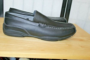 PERRY ELLIS BLACK SMOOTH LEATHER SHOES/LOAFERS SZ 12 NWOB - Picture 1 of 7