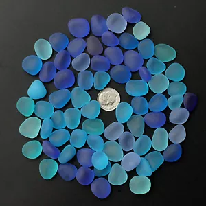sea beach glass 20 big pcs blue cobalt lots bulk 16-20mm jewelry use - Picture 1 of 3