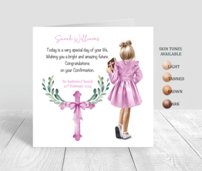 Girls Confirmation Card Handmade Personalised Girls Granddaughter Daughter 962 - Image 1 of 4