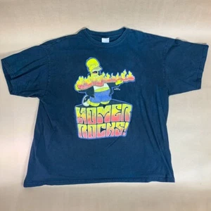 The Simpsons Homer Rocks Graphic T-Shirt Gildan Mens XL Black Tee - Picture 1 of 18
