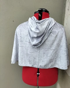 HOODED adults SILVER cape in light weight crushed velvet princess REDUCED - Picture 1 of 3