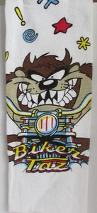 Juego de toallas y paños vintage 1998 Looney Tunes Biker Taz 2 piezas nuevo sin etiquetas - Imagen 1 de 3