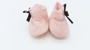 Dolls Pink Slip On Shoes With Black Ribbon 3" Long - Picture 1 of 6