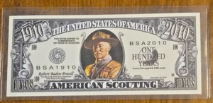 BOY SCOUTS OF AMERICA Dollar Bill Paper Money Baden Powell BSA 2010 100 Years - Picture 1 of 2