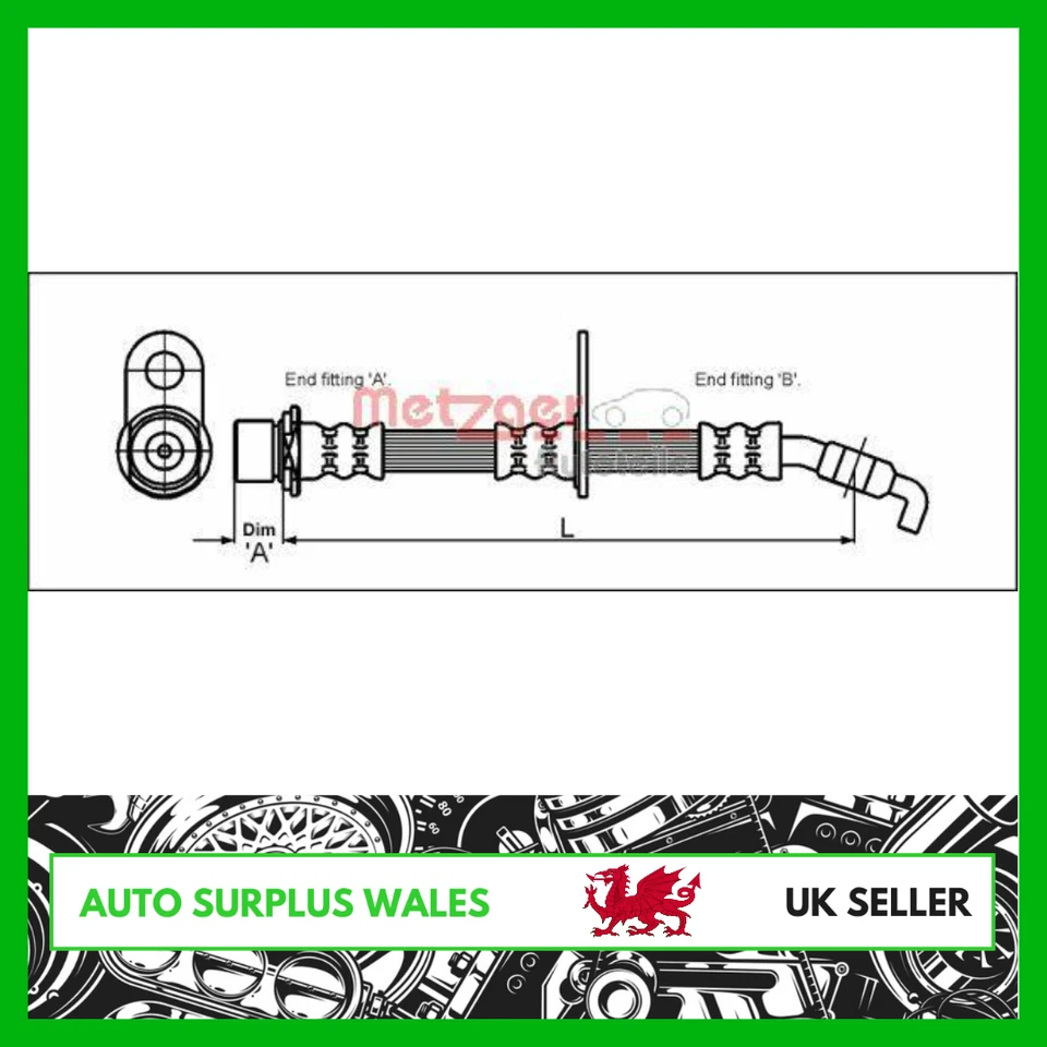 Brake Hose Front Right Metzger 4111427 Fit 1997-2000 Toyota Rav 4 9094702781 - Image 1 of 1