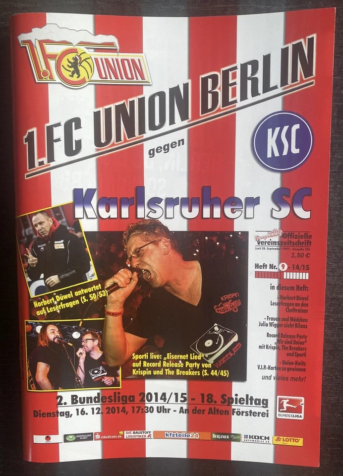 II. BL 2014/2015 1. FC Union Berlin - Karlsruher SC, 16.12.2014 - Bild 1 von 1