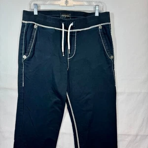 True Religion Sweatpants Contrast Stitching Drawstring Black Casual Size Small - Picture 1 of 11