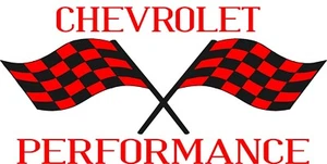CHEVROLET PERFORMANCE with Racing Flags decal - 2 color decal 6"w x 3"h - Picture 1 of 1