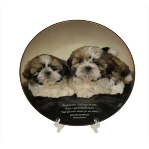 Danbury Mint Cherished Shih Tzus Pawprints on My Heart Limited Edition Plate - Picture 1 of 3