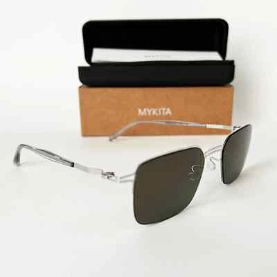 Nuevas gafas de sol auténticas MYKITA plateadas brillantes con lentes lisas verdes crudas Foto 1 de 4