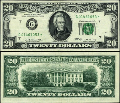 FR. 2067 G* $20 1969 Federal Reserve Note Chicago G-* Block VF+ Star - Image 1 of 3