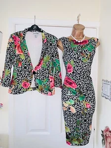 JOSEPH RIBKOFF floral dress suit uk Size 10/ bodycon dress & jacket - Picture 1 of 12