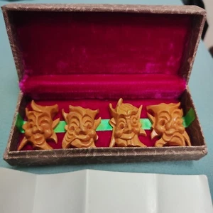 Máscara de ópera de Beijing réplicas Nuo Opera Mask conjunto de 4 en caja vintage - Imagen 1 de 11