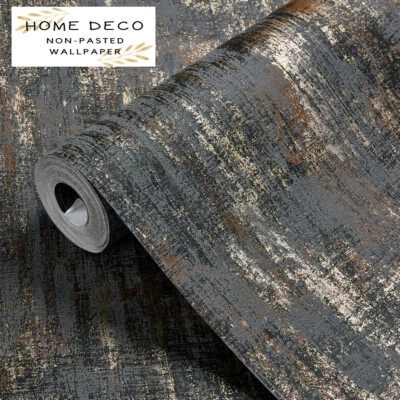 Modern Decor Wallpaper Industrial Brown Metallic Texture Wall Covering - Image 1 of 4