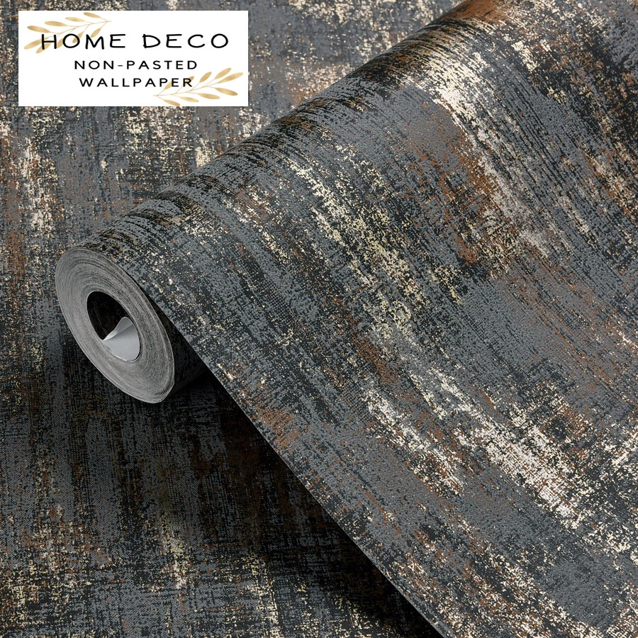 Modern Decor Wallpaper Industrial Brown Metallic Texture Wall Covering - Image 1 of 4