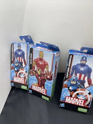 Lote de 3 figuras Hasbro Marvel 2 Capitán América y 1 Iron Man 6 pulgadas selladas Foto 1 de 4