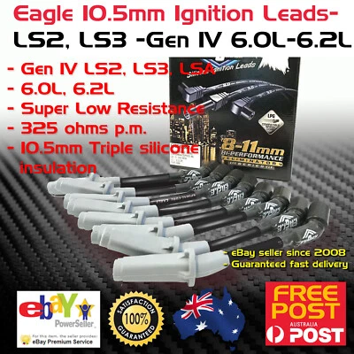 EAGLE 10.5mm Ignition Spark Plug Leads fits Commodor Chev 6.0 6.2 LS2 LS3 Gen IV - Image 1 of 4