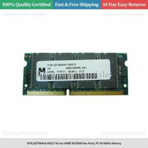 MT8LSDT864HG-662C3 Micron 64MB SODIMM Non Parity PC 66 66Mhz Memory - Picture 1 of 1