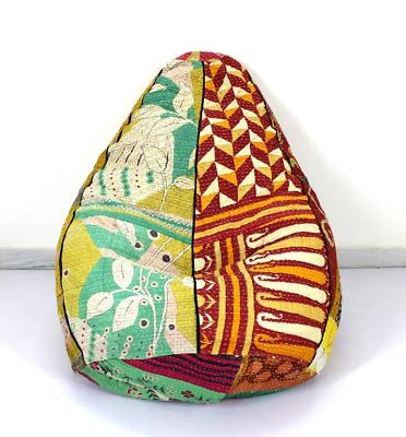Reposapiés hecho a mano de algodón vintage Kantha Hippie bohemio niños bolsa de frijoles e Foto 1 de 4