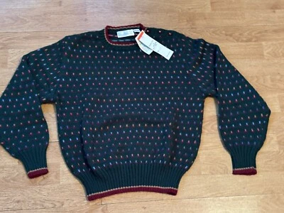 Vintage Loo & Boo Women’s Hunter Green Sweater W/Pattern Shoulder Buttons  NOS - Imagem 1 de 4