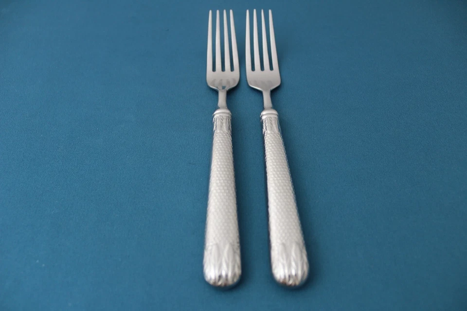 2 tenedores de ensalada Retroneu LAUREL NIDO DE ABEJA 18/10 acero inoxidable difícil de encontrar 7 3/8" Foto 1 de 4