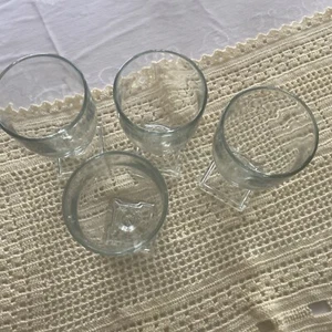 Vintage heavy pressed glass goblets super rare square pedestal(4pcs) - Picture 1 of 5