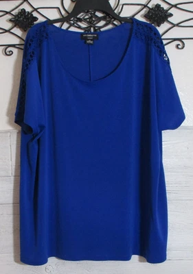 Top para mujer Liz Claiborne talla 2X manga corta azul cuello redondo Foto 1 de 4