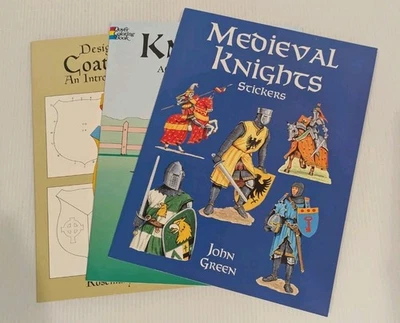 Lot 3 UNUSED Vintage Dover Medieval Knights Stickers & Activity Books HOMESCHOOL Foto 1 de 4