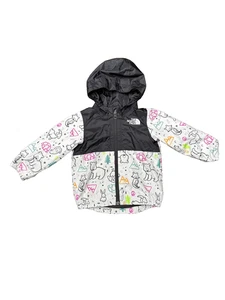 The North Face Jacket Infant 12-18M Black White Hooded Windbreaker Animal Print - Picture 1 of 8