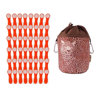 48 Wäscheklammern Orange Weiß Edelstahl Wäscheklammerbeutel Baumwolle Leopard - Bild 1 von 4
