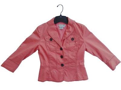 Chaqueta Maggy London Petites para mujer 4P corta rosa peplum bolsillos cuello abotonado Foto 1 de 4