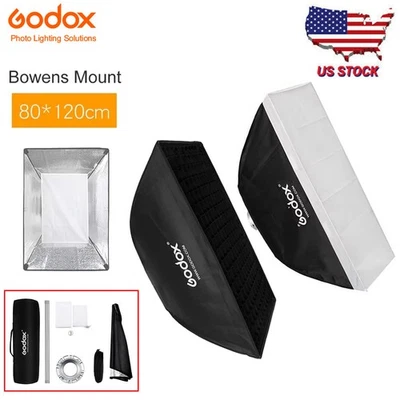 US 2X Godox 80*120cm Portable Bowens Softbox W/ Grid For Studio Flash LED Light  - Image 1 of 4