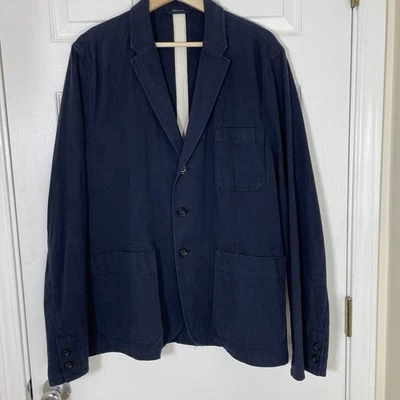 Men's Jack Spade Warren Street NY Unlined Twill Blazer Linen Blend Size XL Navy - Image 1 of 4