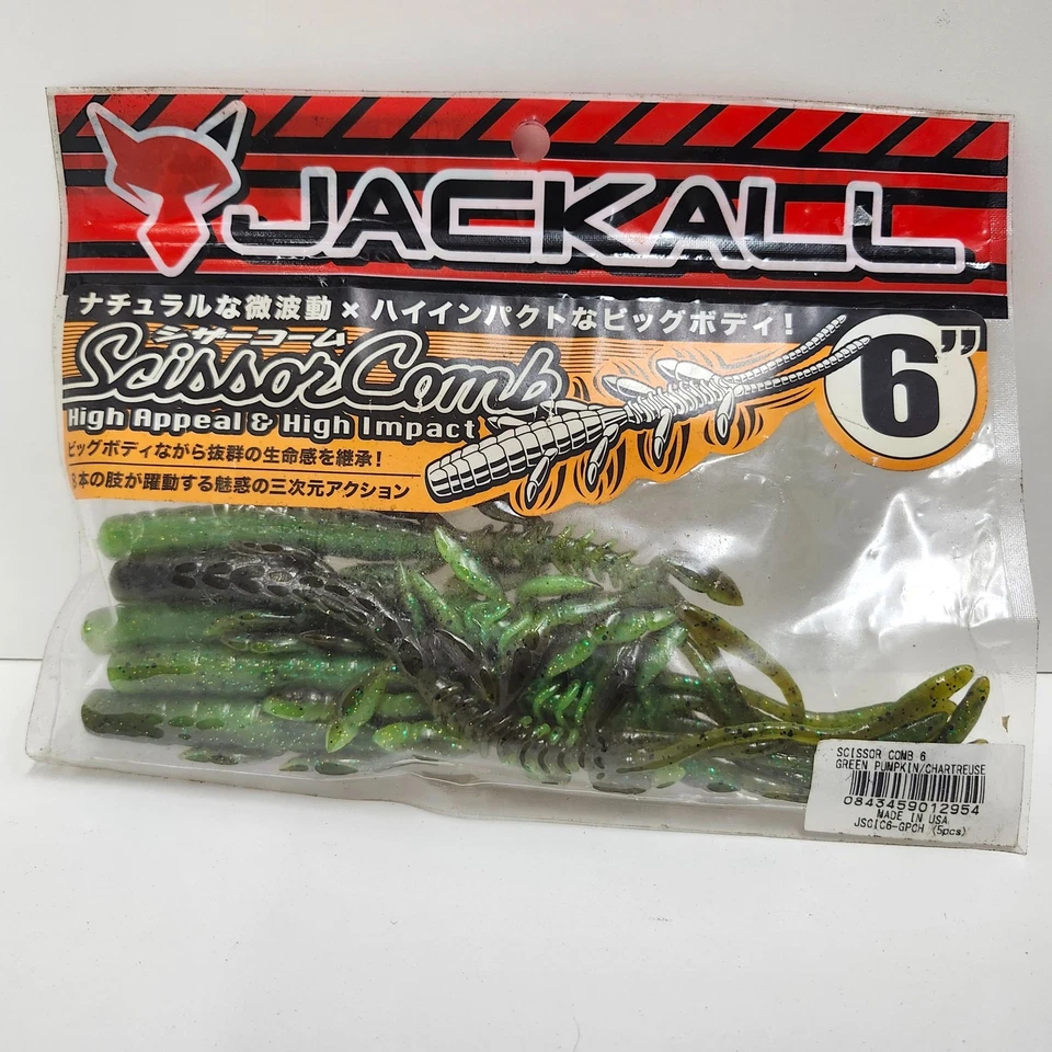 Jackall Scissor Comb Soft Bait Fishing Green Pumpkin Chartreuse 6in JSCIC6-GPCH - Image 1 of 4