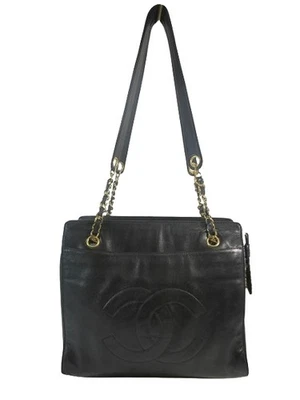 Bolso de hombro cadena accesorios de metal piel de cordero bordado logotipo aquí marca negro QQQ Foto 1 de 4