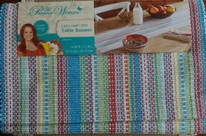 Pioneer Woman ~ Reversible ~ 14" x 72" Table Runner ~ Chunky Stripe ~ Cotton - Picture 1 of 5